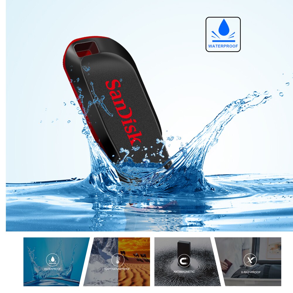 SanDisk Cruzer Blade USB 2.0 Flash Drive 128GB 64GB 32GB 16G Pendrive Original Sandisk Memory Stick SDCZ50 Flash Disk USB2.0