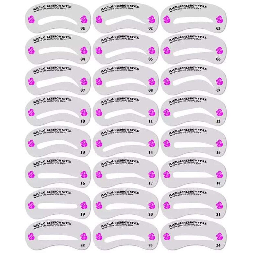 Plantillas para dar forma a las cejas, 24 estilos, Kit de aseo blanco, conjunto de plantillas, herramienta de maquillaje, belleza, oct24,