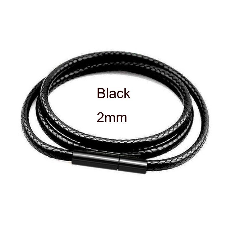 Zwart Lederen Ketting Ketting Voor Diy Vrouwen Mannen Handgemaakte Gevlochten Touw Lange Ketting 40/50/60/70cm Hals Hanger Ketting Sieraden: 55cm / Black2mm