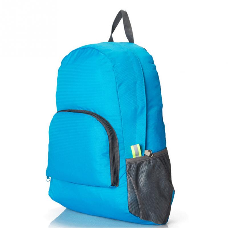 Portable Travel Backpacks Zipper Soild Nylon Back Pack Daily Traveling Women men Shoulder Bags Folding Bag: Blue