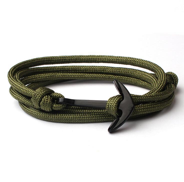 Kotwica bransoletki mężczyźni Double strand Nautical Survival Rope bransoletka Paracord kobiety czarna klamra sportowa ze stali nierdzewnej: Army Green Rope