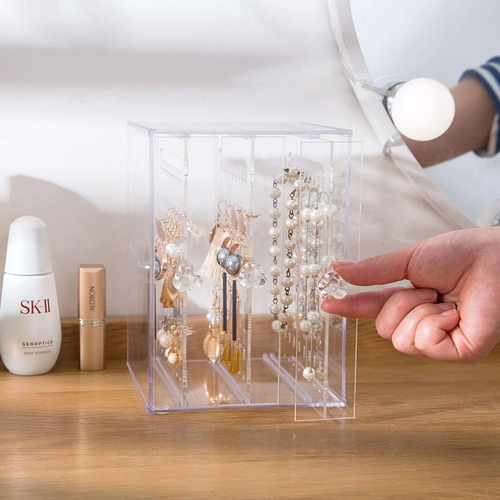 3 skuffer gennemsigtig akryl smykker arrangør desktop juvel opbevaring æske etui halskæde armbånd ring holder display stand