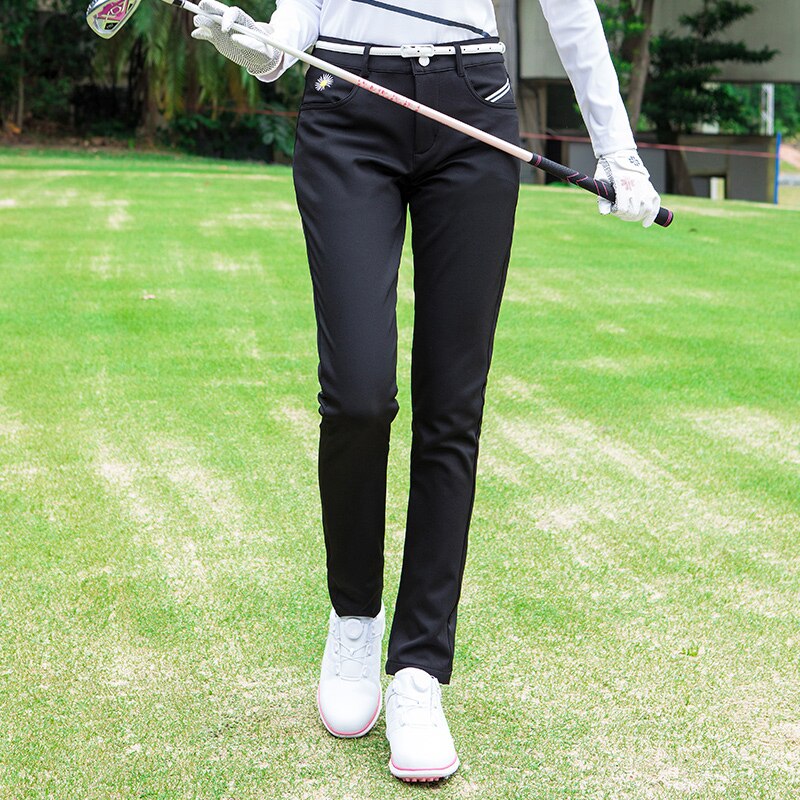 Winter Frau Schlank Plus Samt Golf Hosen Herbst Golf Tragen Winddicht Schnee-Hosen Damen Warme Tennis Golf Hosen: Schwarz / S