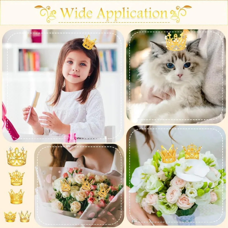 20/1 stk mini perlekrone kakedekorasjon gull sølv cupcake topper til blomsteroppsatser babyshower bryllupsfest dekorasjon