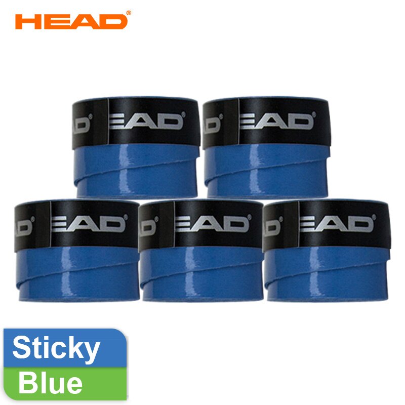 5 sztuk oryginalna głowica tenisowa uchwyt Griptape tenis Overgrip PU szef rakieta tenisowa opaska przeciw poceniu się absorpcja Grip paletka do badmintona Grip: sticky blue