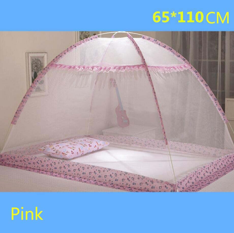 Baby Bed Klamboe Zonder Bodem Anti-Muggen Cover Cartoon Draagbare Pasgeboren Wieg Tent Luifel Yurt Netting Opvouwbare Netten: Pink-65x110cm