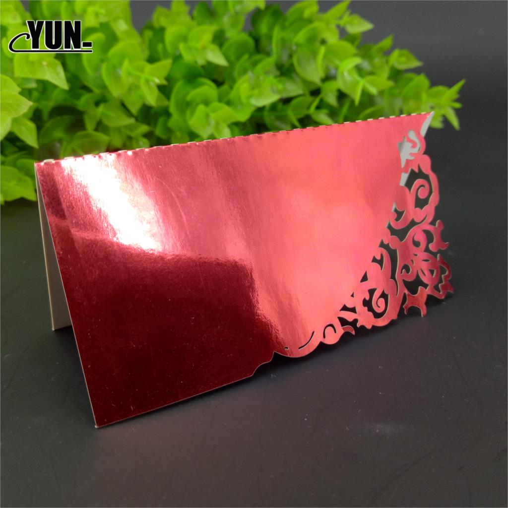 10pc Perlglanz Spitze Name Ort Karten Hochzeit Dekoration Tabelle Dekor Tabelle Name Nachricht Gruß Karte Party Weihnachten Lieferungen: hell rot