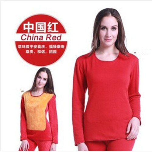 Winter Lover Thermal Underwear For Women Men Warm thick Cashmere Black Long Johns Velvet Thick Second Thermal Set Female Skin: Women Red / XXXL