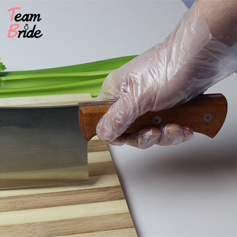 200pcs/Set Disposable Clear Gloves Food One-off Plastic Gloves Restaurant Cleaning Kitchen Cooking BBQ Food Gloves Supplies