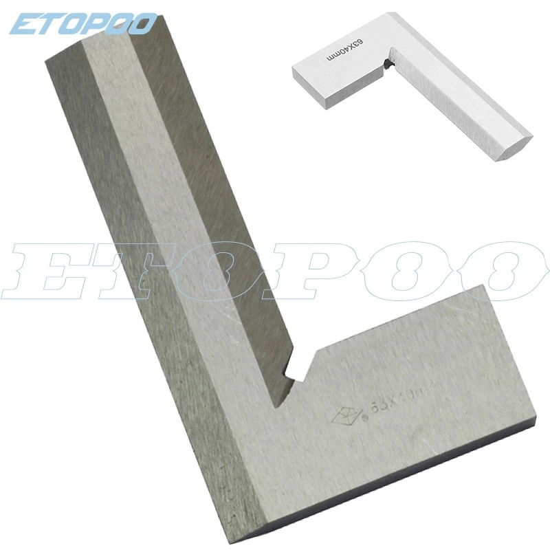 Stainless Steel 63 x 40mm Bladed L Angle Try Square Measure Ruler