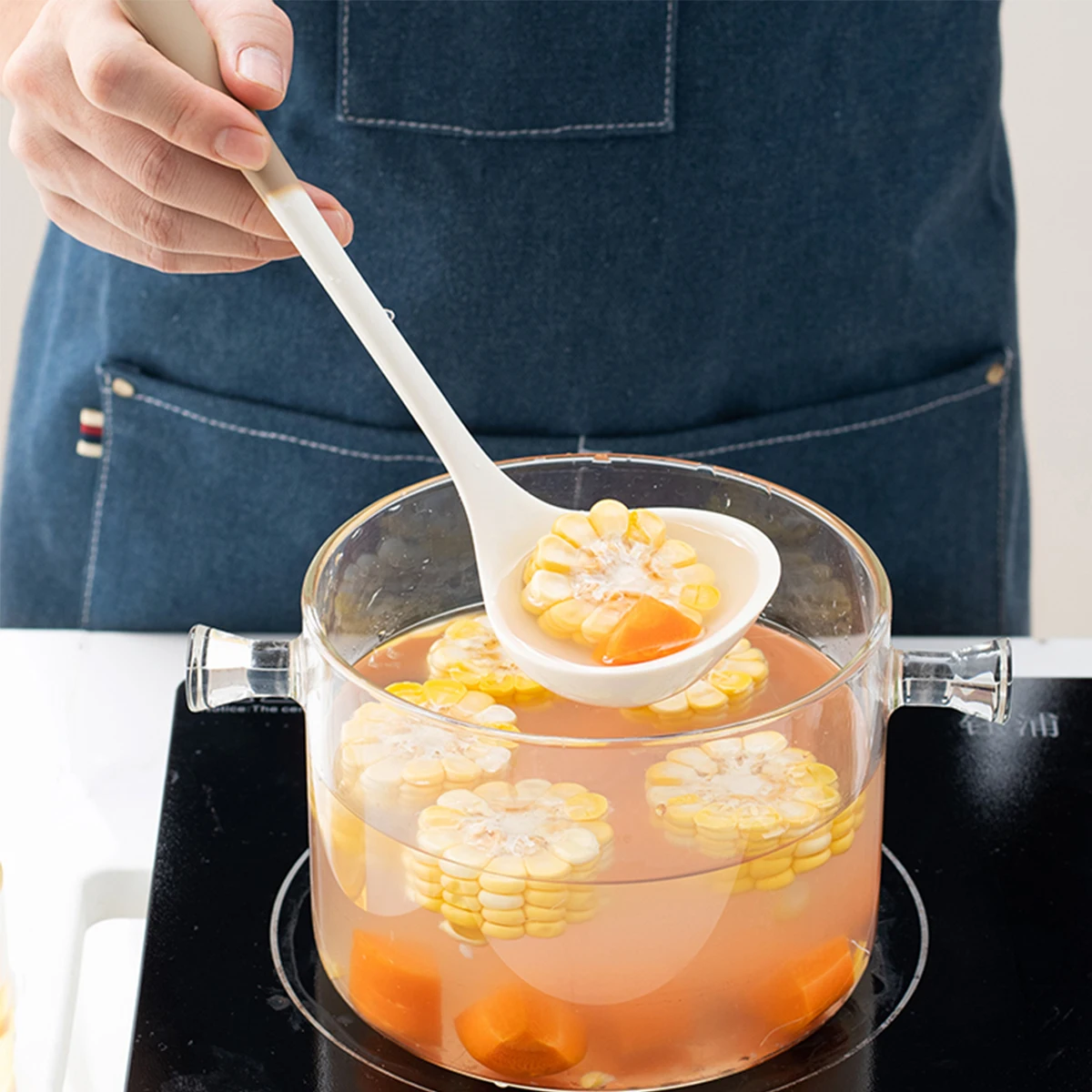 Juego de utensilios de cocina de silicona de 4 piezas con sartenes antiadherentes, espátula de silicona, cucharón de sopa, cuchara ranurada, herramientas de cocina para Cocina