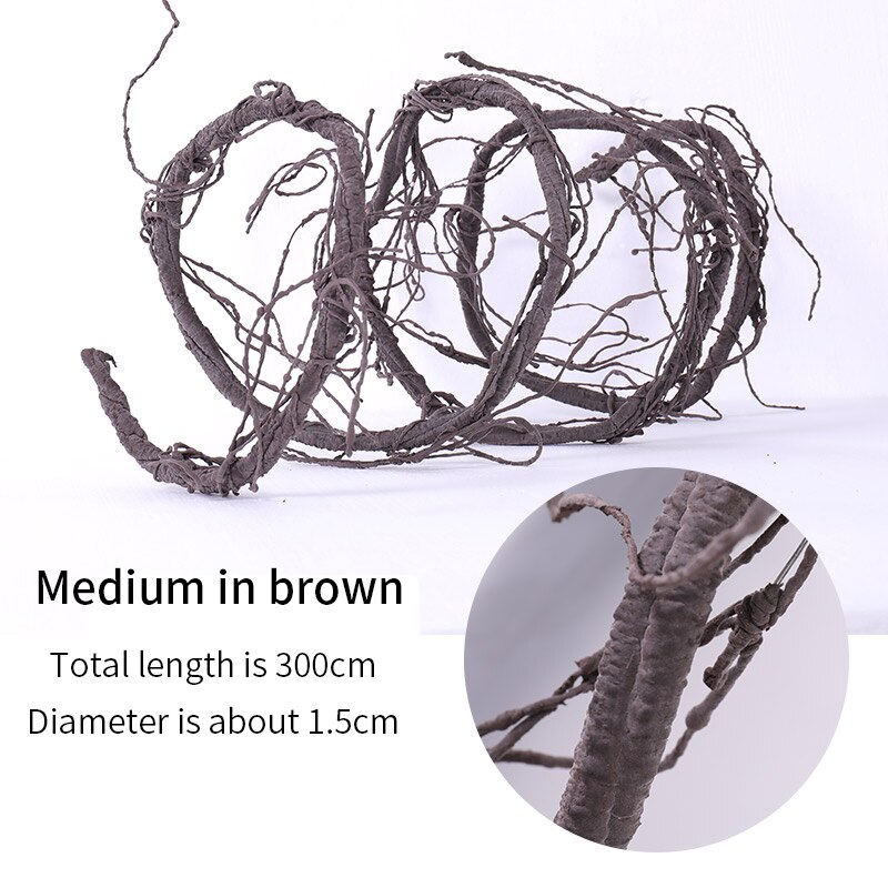 300cm store kunstige træer plastgrene kvist trægren rattan kudo kunstige blomster vinstokke hjem bryllupsfest dekoration: Medium i brun