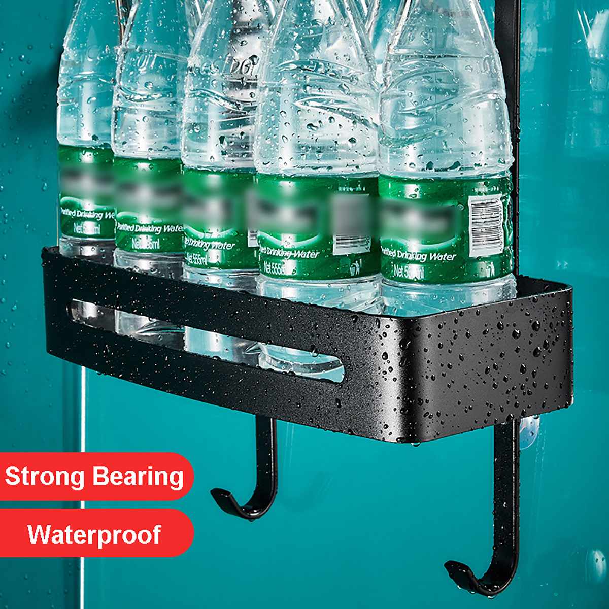 2 lag sort hængende badehylder badeværelse hylde arrangør sømfri shampoo holder opbevaring hylde rack badeværelse kurv holder