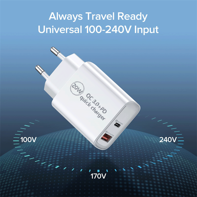 Charge rapide d'origine Apple 20W QC 3.0 PD pour Apple iPhone 12 11 Pro Max Xiaomi Samsung Usb Type C chargeur rapide adaptateur de chargeur de téléphone de voyage