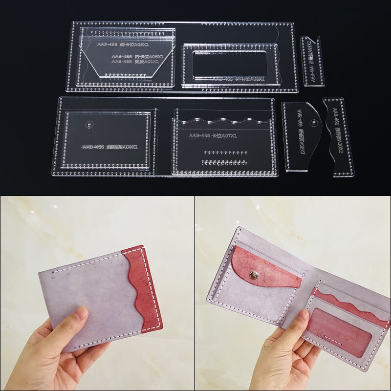 3Pcs Acrylic Template Card Bag DIY Leather Pattern