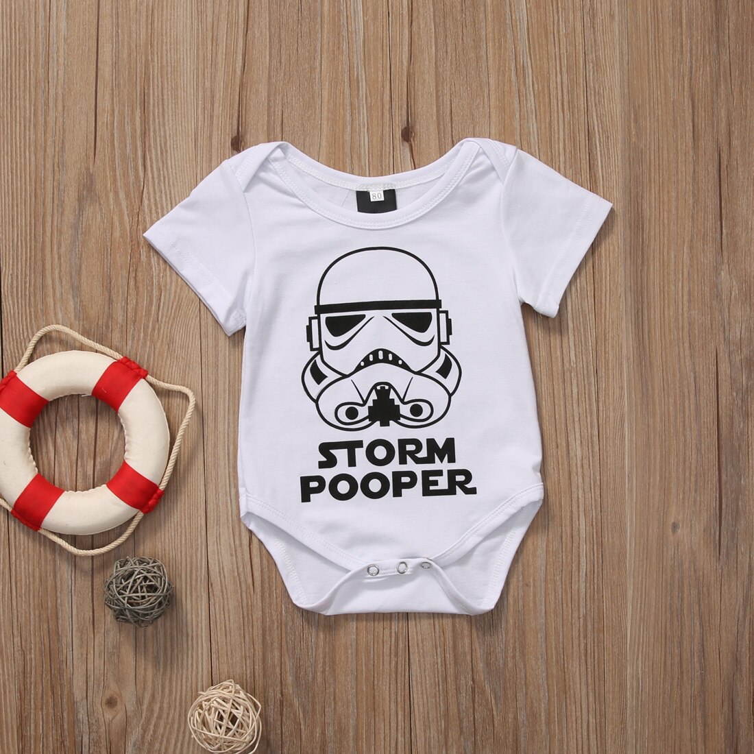 Baby pasgeboren baby jongen meisje cartoon grappige korte mouw romper kleding outfit babykleding: Wit / 18m