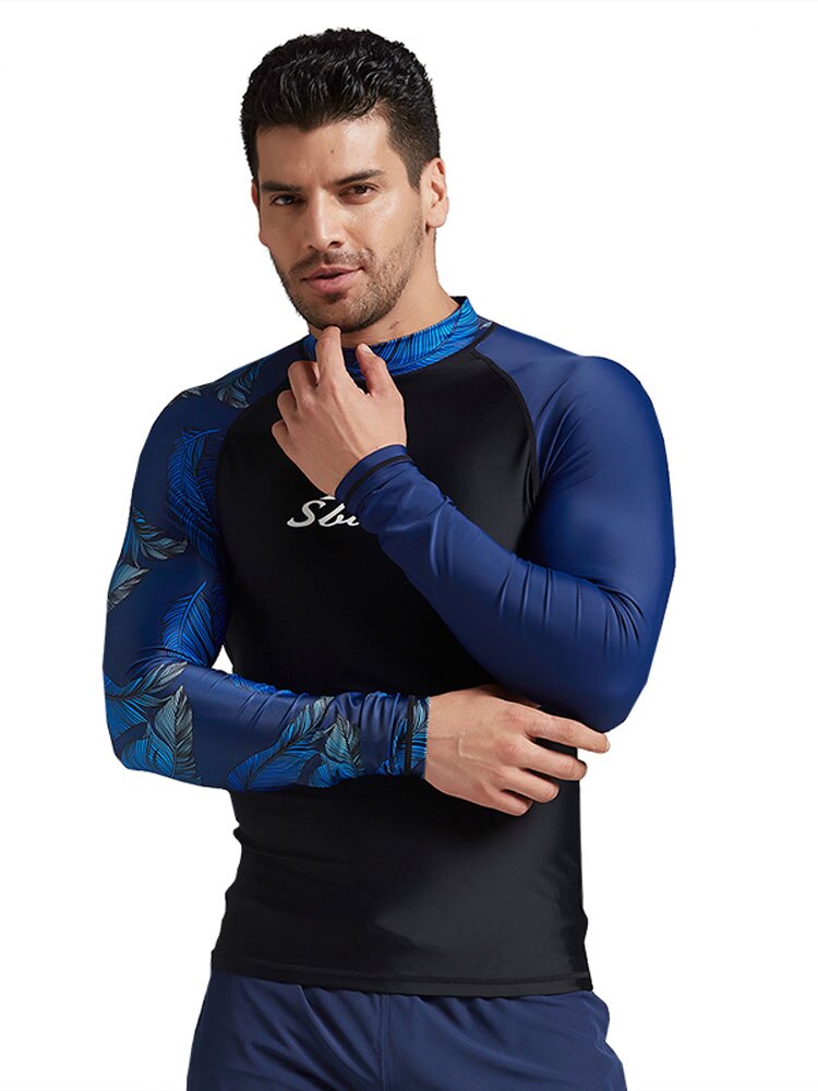 Mannen Rash Guard Tops Lange Mouw Rashguard Swim Shirt Basic Laag Wetsuit Compressie Tight-Fit Surfen Tee Athletic suits