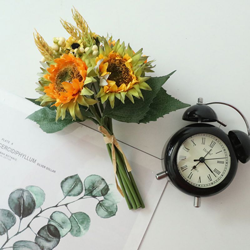 Artificial Sunflower Simulation Flower Bouquet Wedding Holding Flowers Home Garden Party Decorations