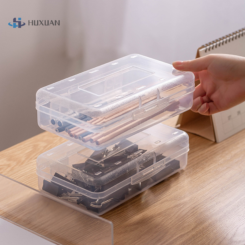 1pcs Transparent Pencil Box Hard Plastic Pencil Case Crayon Pen Box Sketch Pencil Case Stacking Office Supplies Organizer Box