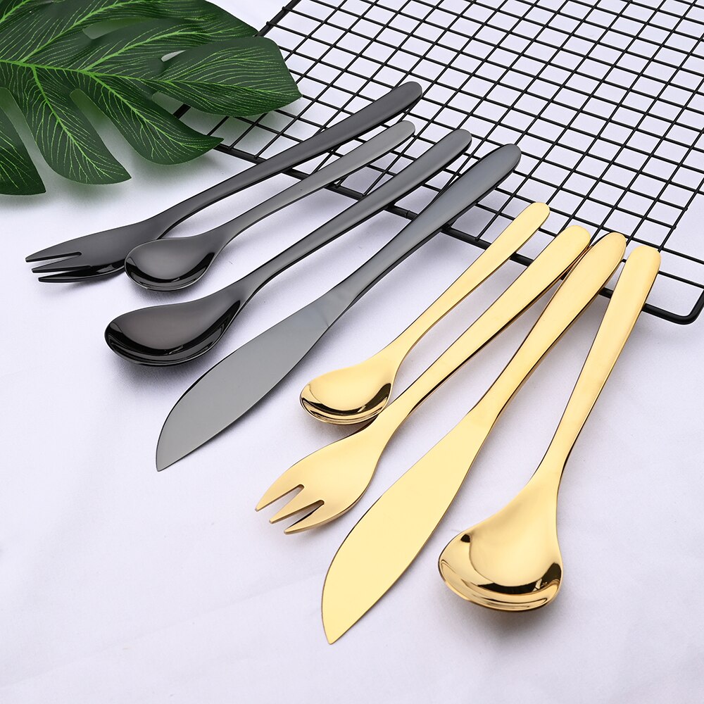 Rose Gold Tableware Set Mirror Silverware Set 304 Stainless Steel Cutlery Kitchen Knife Spoon Flatware Western Dinnerware Set