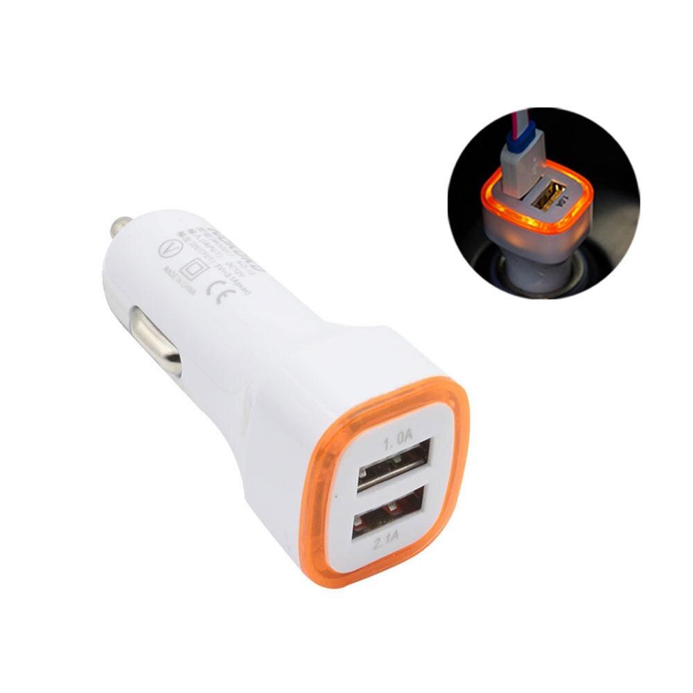 Universal- LED Dual USB 2,1 A + 1,0 EIN Auto Ladegerät 2 Hafen Adapter Zigarette Buchse Leichter Mini Mobiltelefon Auto ladegerät Für praktisch: Orange