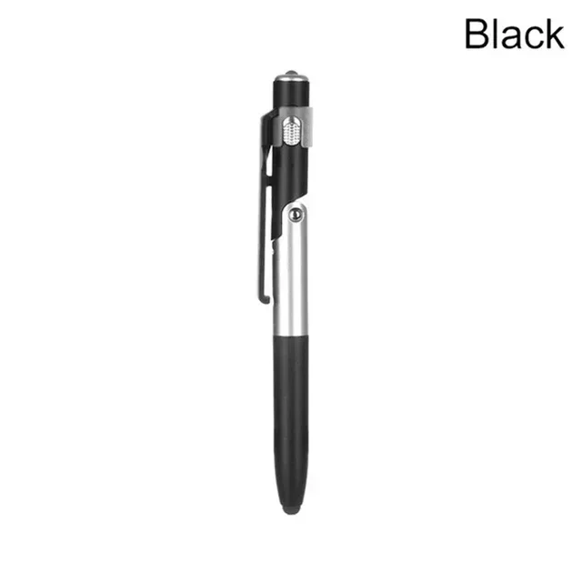 4 In 1 Multifunction Ballpoint Pen with LED Light Fold Phone Holder Night Read Writing Pencil Office School Student Stationery: WHITE