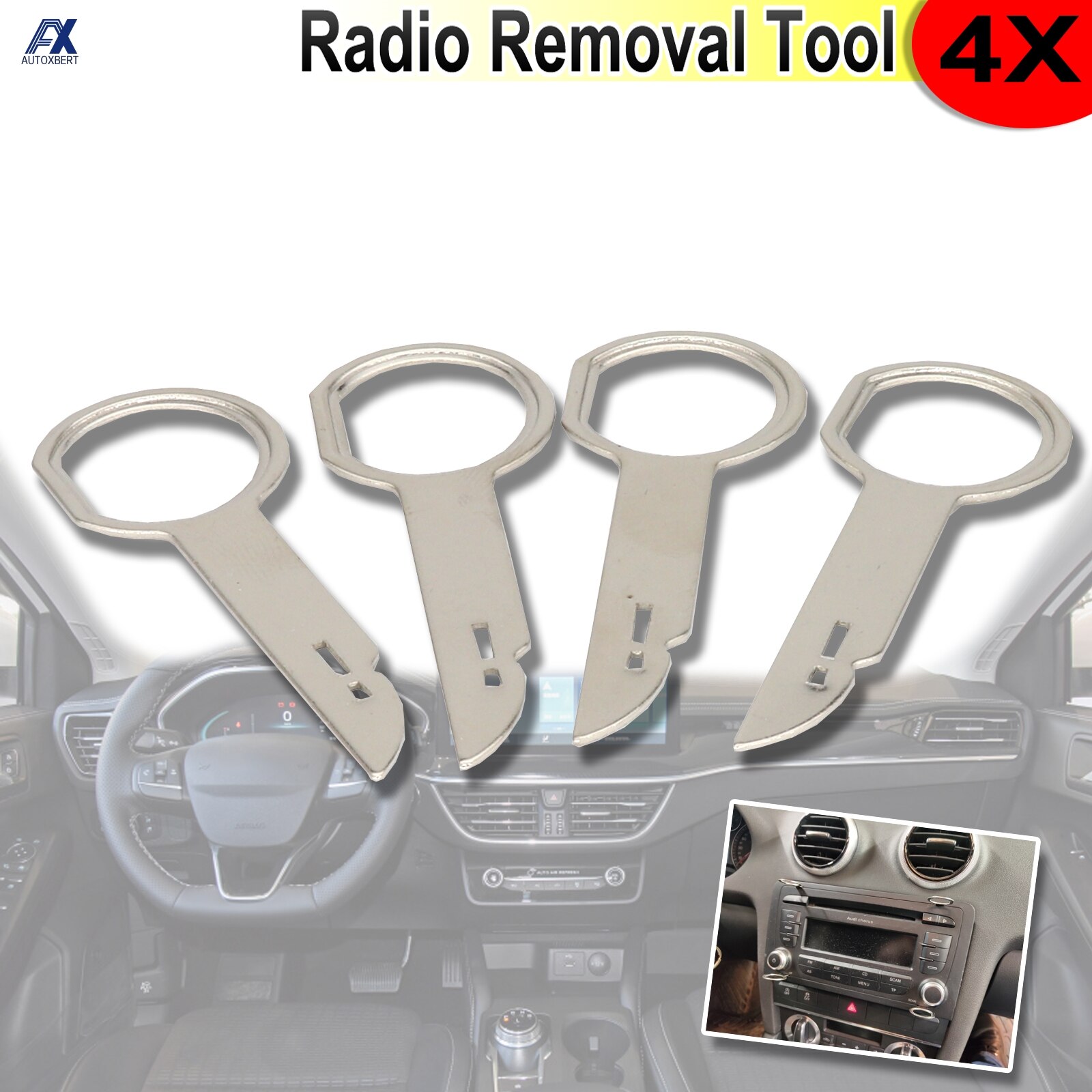 Extractor de llaves de desmontaje de estéreo para Ford Focus Mondeo c-max Transit, herramientas de extracción de coche, 2 pares