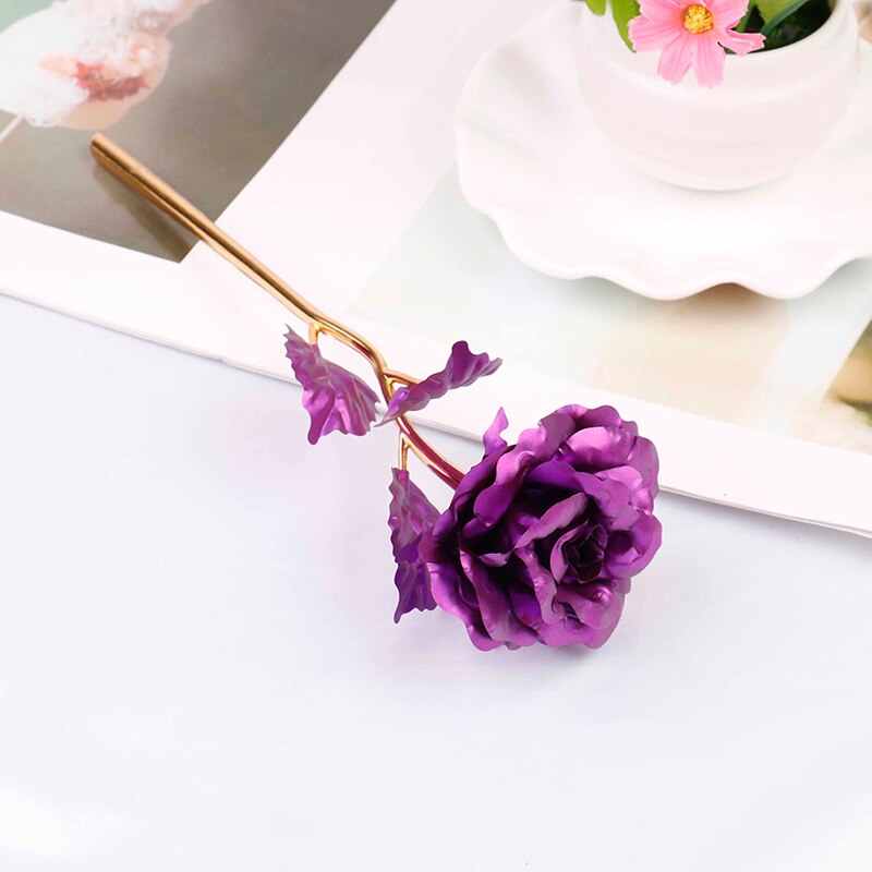 24k folie forgyldt rose guld rose bryllupsdekoration blomst valentinsdag elskers rose kunstig guld / lilla / rød / blå / rose: Lilla