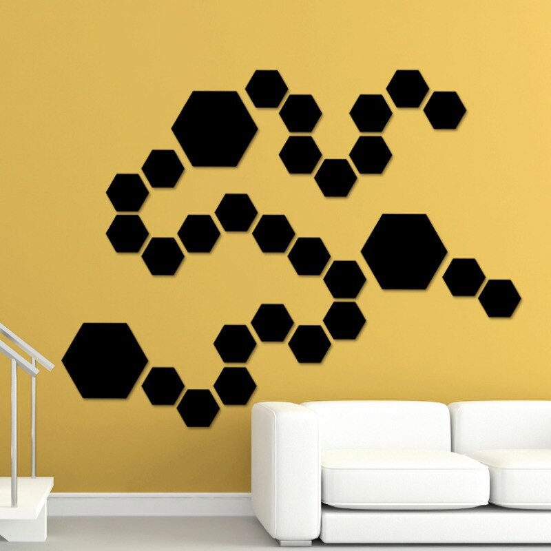 Hexagonal Mirror Surface is Smooth and Easy to Use Home Indoor TV Background Window Door Decoration
