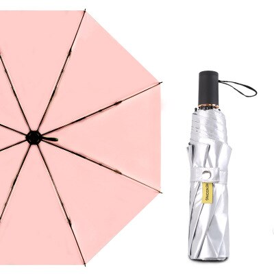 Folding Umbrellas Rain Woman Super Anti UV Parasol ladies Summer Travel Sombrilla Playa Man Sun Umbrellas guarda chuva sombrinha: peach pink