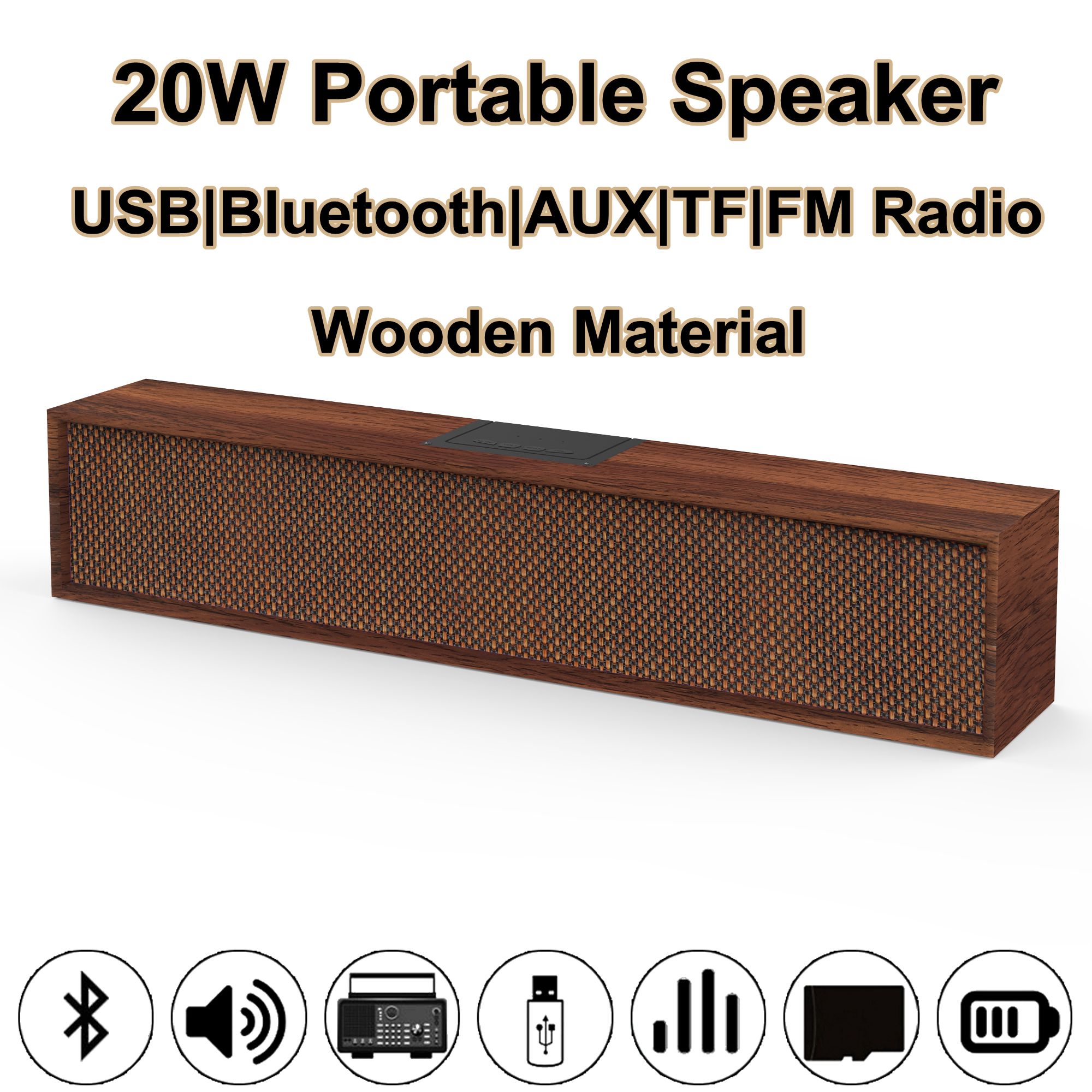 Smalody Bluetooth Speaker 20W Bosrijk Bluetooth 5.0 Draadloze Muziekspeler Aux Bedrade Tf Usb Fm Radio Soundbar Subwoofer doos