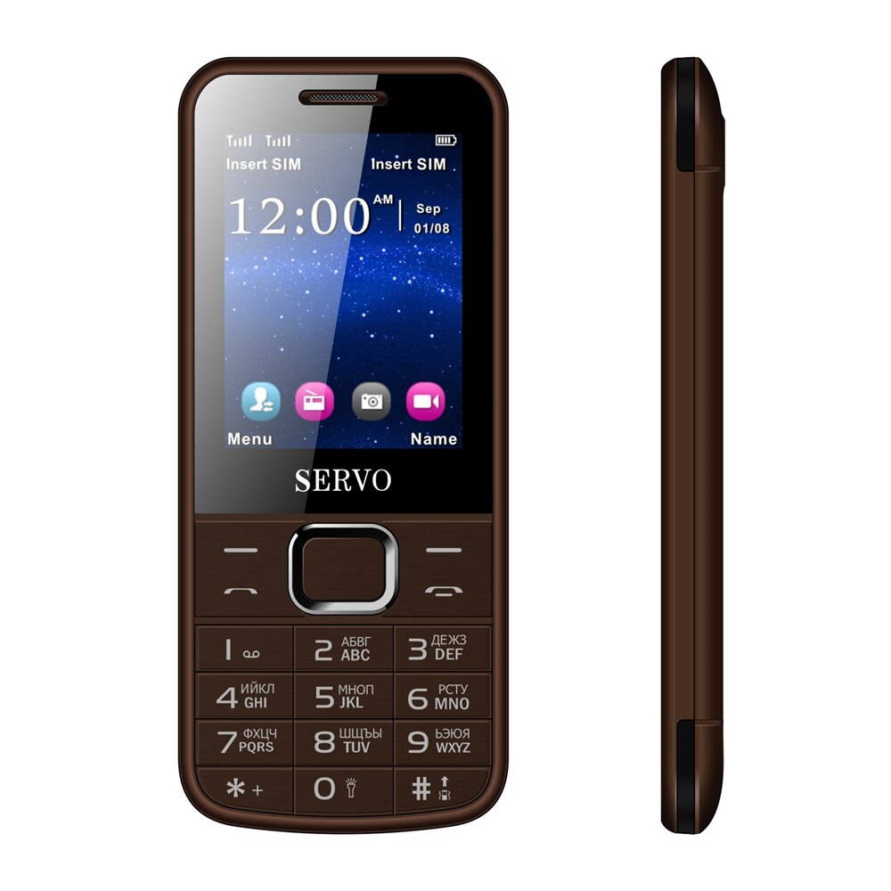 SERVO 225 2.4 "Trillingen Buiten FM Radio Dual Sim-kaarten Mobiele Telefoons Goedkope Telefoon GPRS Bluetooth mobiel Russische toetsenbord