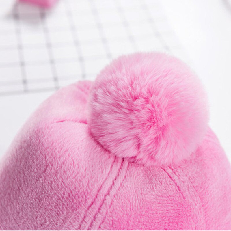 Girls Fleece Winter Baseball Cap Cute Pink Pom Pom Snapback Adjustable Cap Youth Kids 5-10 Years