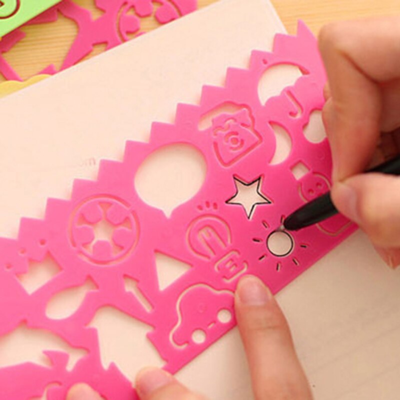 4pcs Stationery Ruler School Painting Supplies Drafting Tool Art Drawing Template Plastic DIY Graphic Template Stencil Drawing