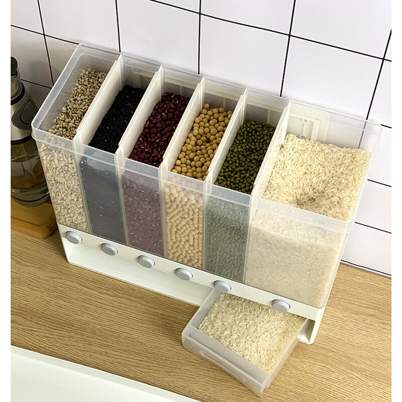 Veggmontert presse frokostblanding dispenser ris sjokoladebønner dispenser kjøkken lagring organisere sel tank tørr matte container