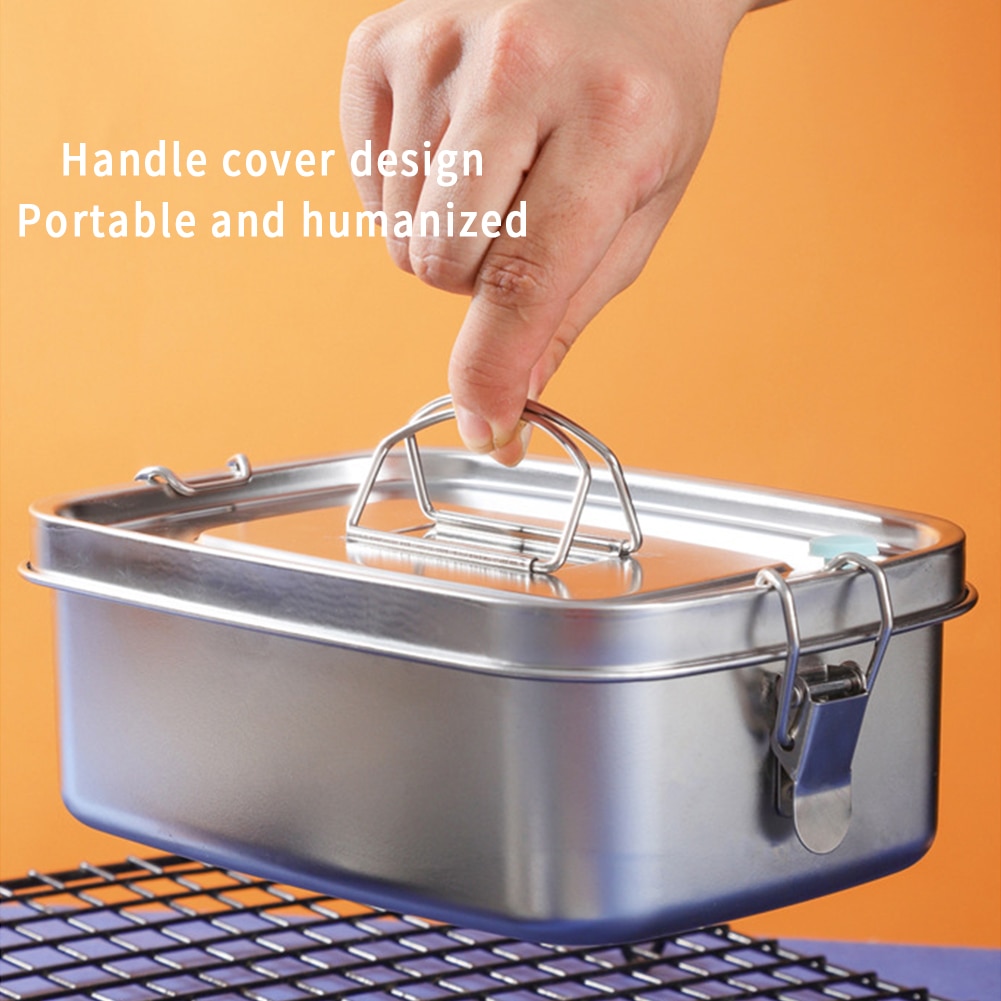 Lunch Box For Kids Adults Stainless Steel Large Capacity Storage School Office Kitchen Sandwich Sealed Food Container Dinnerware