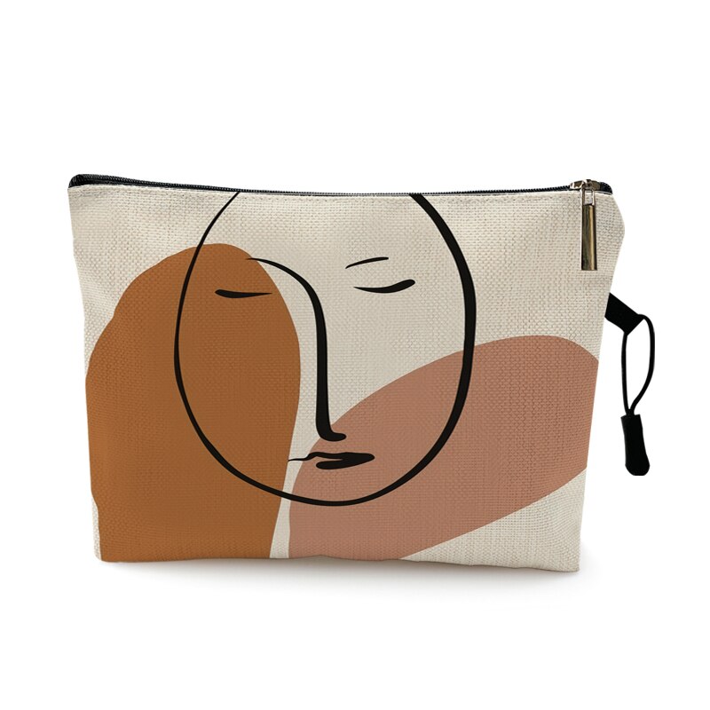 eins Kurze Linie Zeichnung Druck Frauen Kosmetik Taschen Sonne Mond aufbringen Tragbare Reise Lagerung Tasche machen-hoch Tasche Kulturbeutel: Muster 1