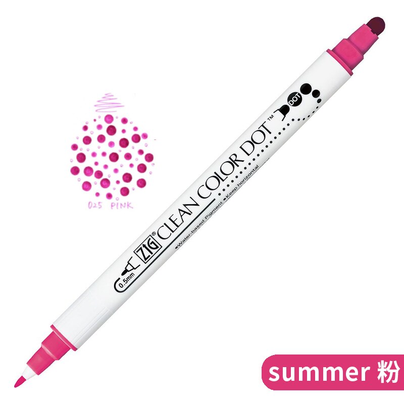 1pc japonia Zig KURETAKE czysty kolor kropka TC-6100 podwójna głowa metaliczny kolor Marker akwarela pióro malowane pędzelek artystyczny okrągły znaczek: Pink