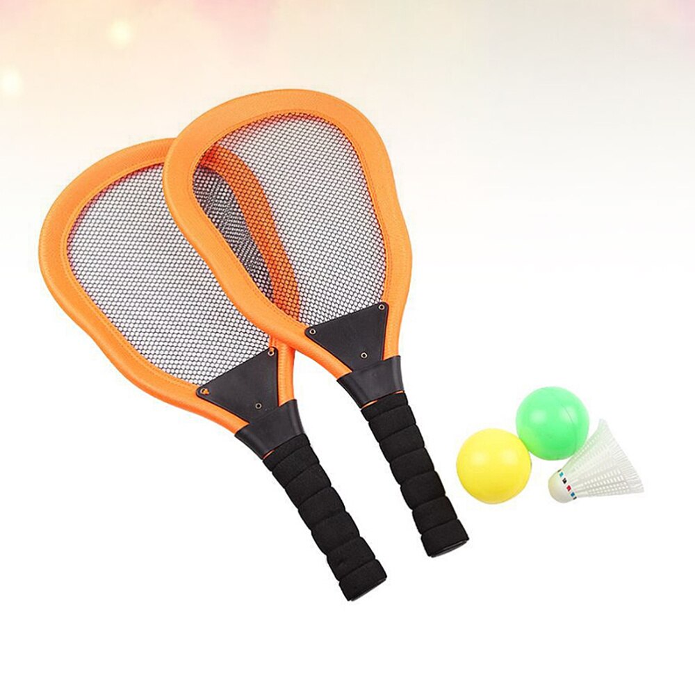 5 stk sportslegetøj børnetøj kunst tennisketcher badminton strandketcher børn udendørs forsyninger (rød 2 stk ketcher  + 1pc badminton: Orange