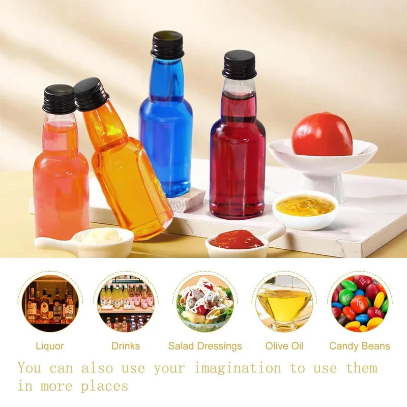 30Pcs 30ML-150ML Portable Empty Plastic Mini Liquor Bottles Juice Bottles Reusable Drink Containers For Wine Juice Beverage Oil