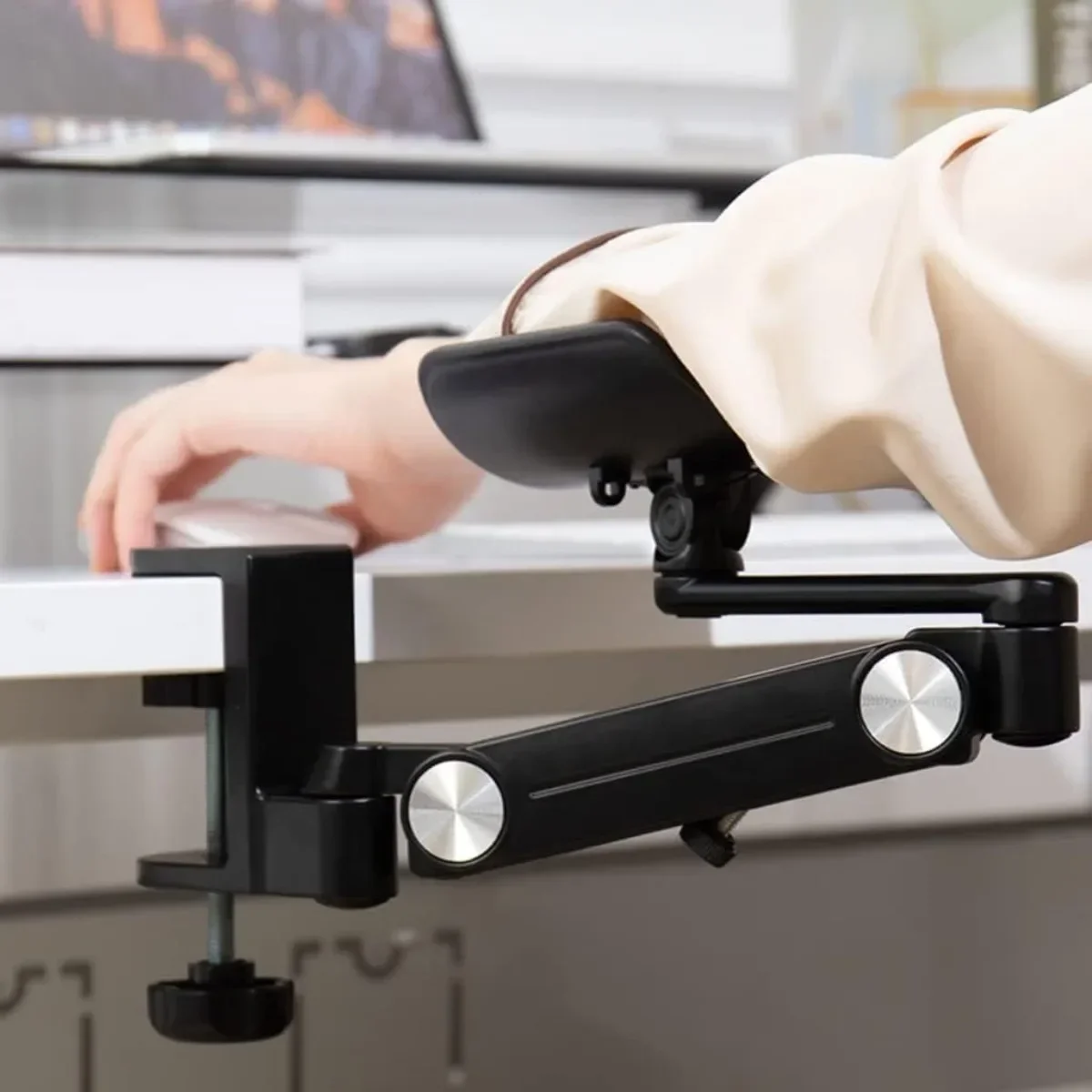 Ergonomische Armlehnen-Stützverlängerung für Schreibtischcomputer 360 ° Rotierendes Ellenbogenkissen, Handgelenkauflage, Halter für Zuhause und Büro