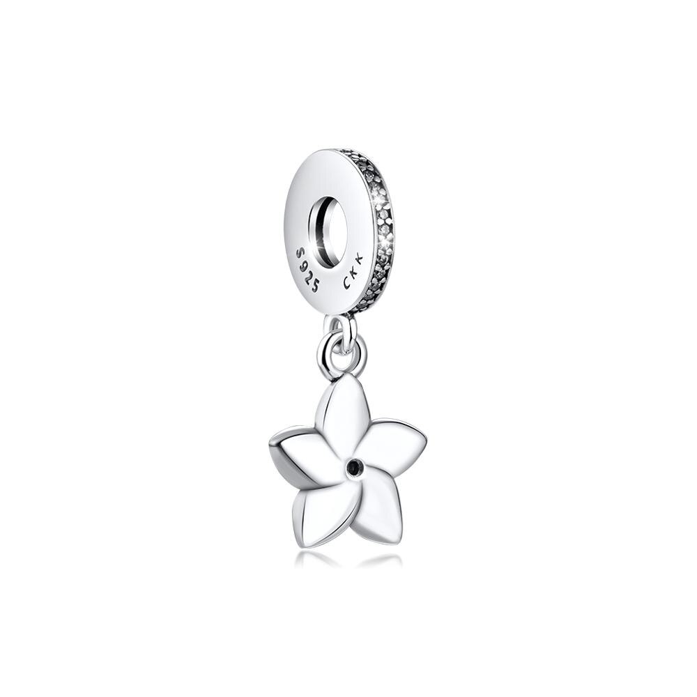 CKK DIY Passt Perlen Armbänder Magnolie Blüte Charme mit Blass Lila Emaille 925 Sterling-Silber-Schmuck
