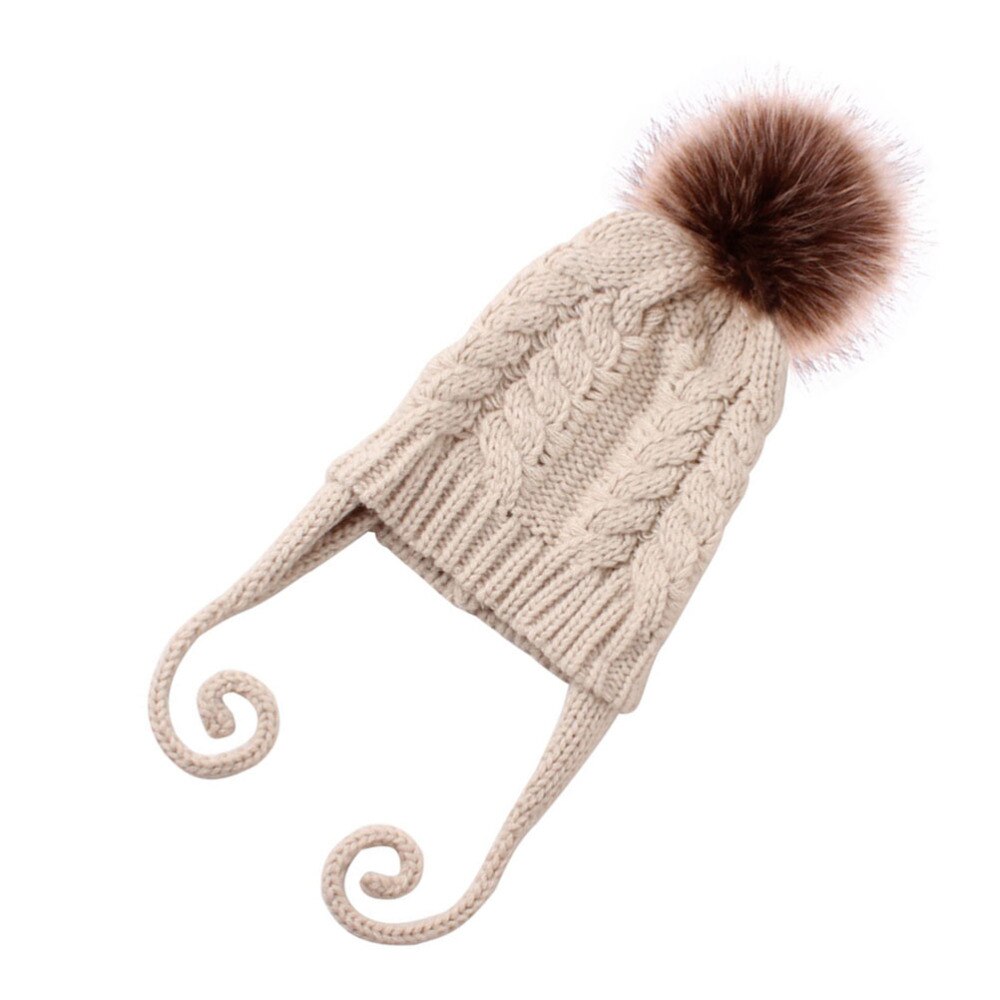 Gevlochten Gebreide Hoed Baby Haak Beanie Cap Winter Warme Muts Hoofdtooi (Zwart)