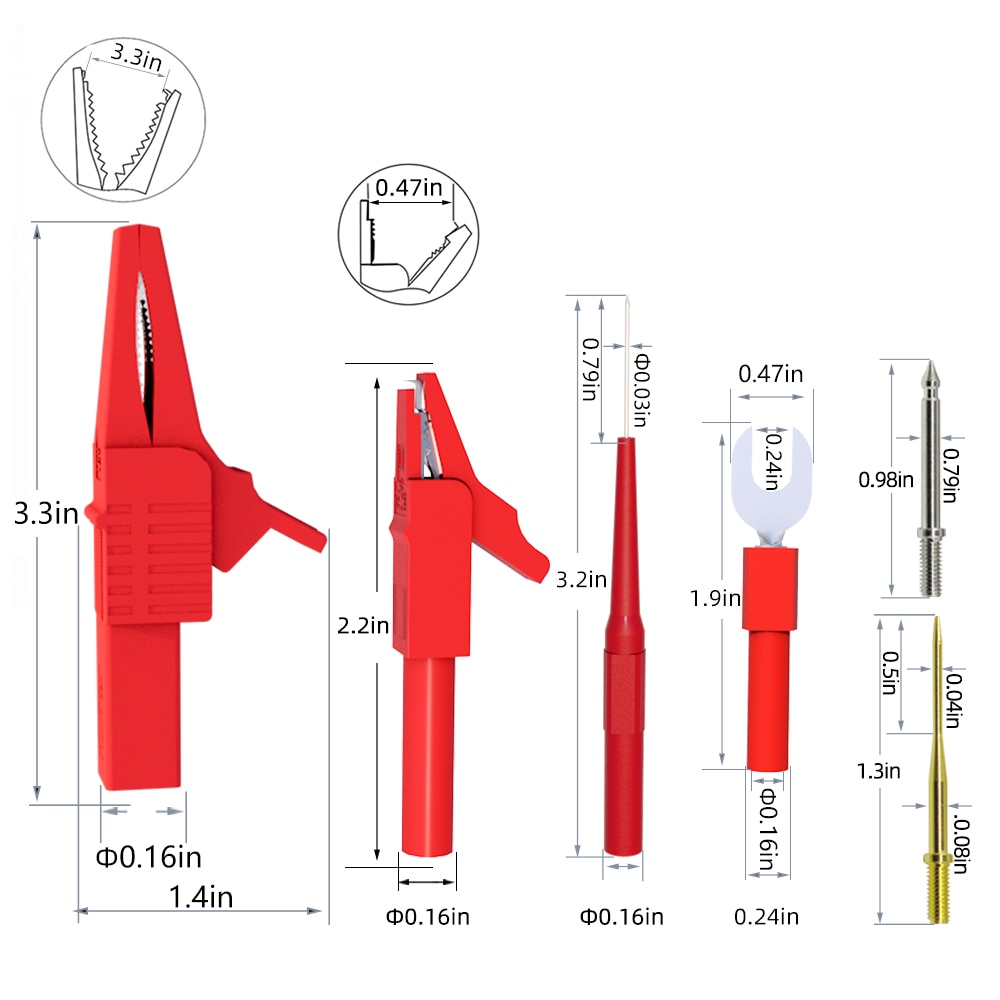 Jxsinone P1300 Serie Vervangbare Multimeter Probe Probes Test Haak & Test Lead Kit 4Mm Banana Plug Alligator Clip Automotive tool