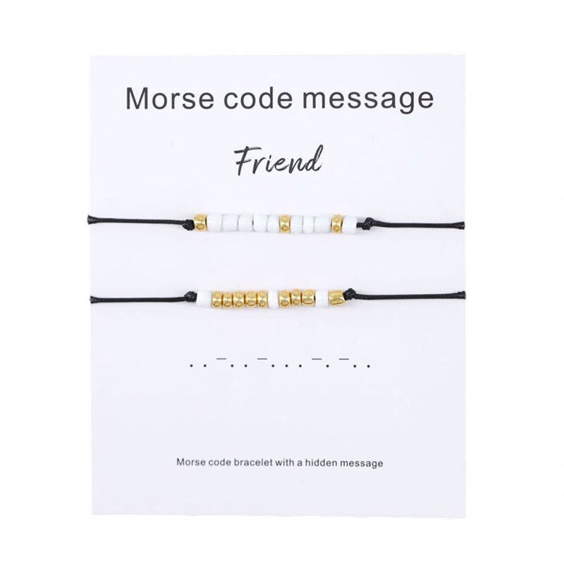 Set van 2 morsecode armbanden met kralen, beste vriend, vriendschapsarmband, morsecode sieraden, beste vriend, bijpassende armband voor koppels.