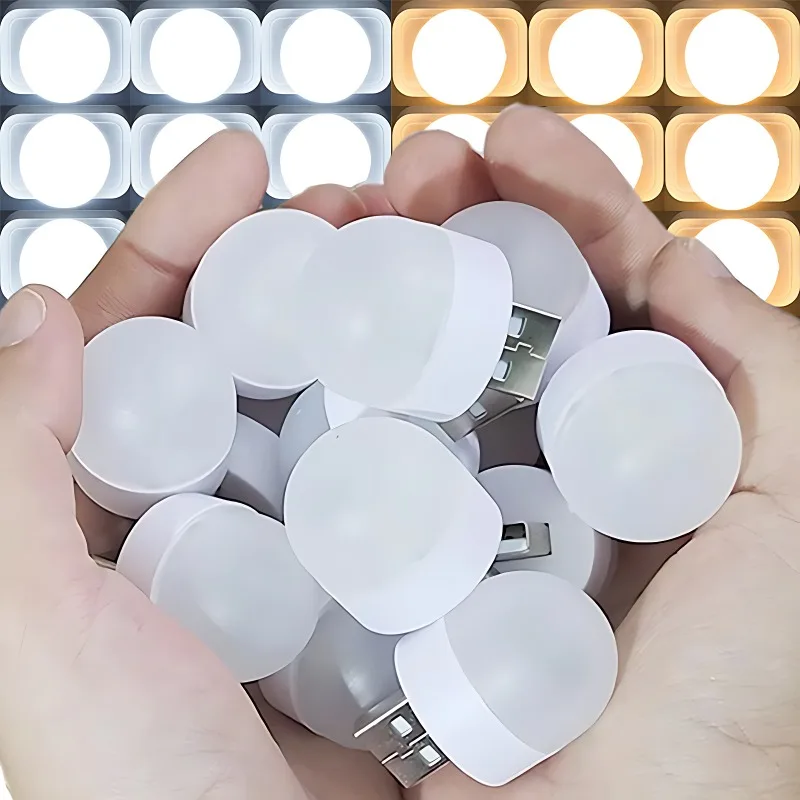 Mini bombillas de luz nocturna USB protección ocular blanca cálida luz de lectura de libros enchufe USB PC lámpara LED de carga de energía móvil