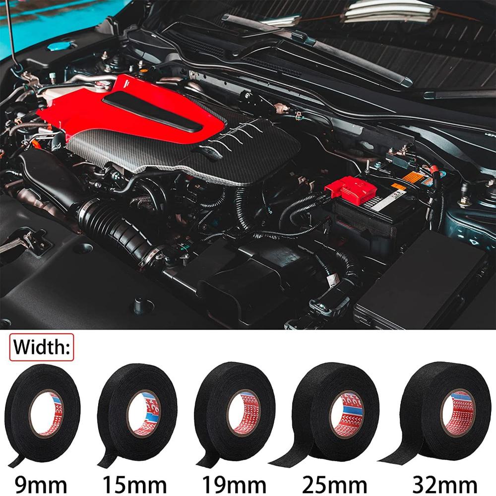 1 rotolo 15/25M larghezza 9/15/19/25/32MM nastro da imballaggio cavo fisso automobilistico resistente al calore cablaggio nastro adesivo tessuto in tessuto