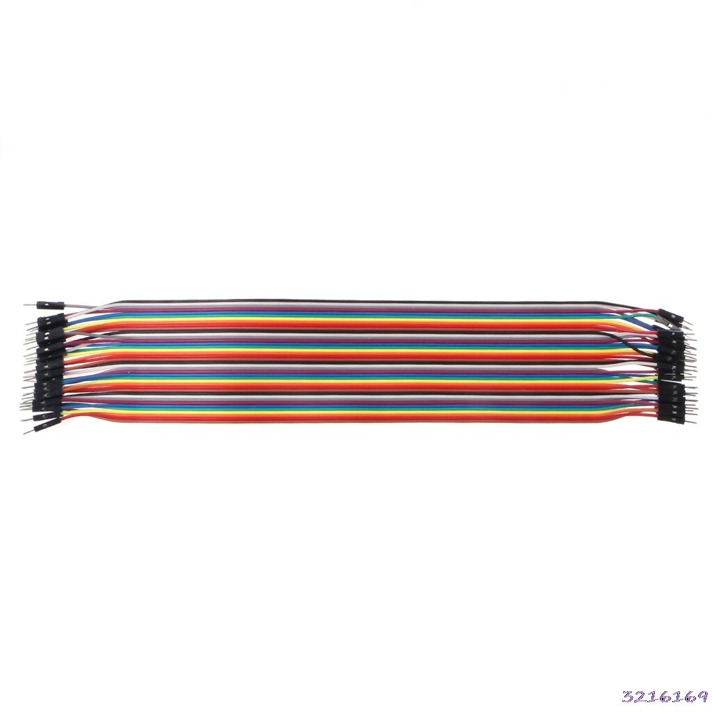 40 stk kabler mf / mm / ff jumper breadboard wire farverigt gpio bånd til diy kit: 30cm ff