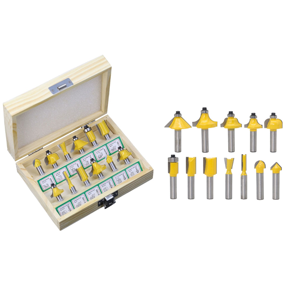 6.35mm/8mm Shank Milling Cutter Machine Set Router Bit for Wood Carbide Mill Woodworking Engraving Milling Cutting Tool 15pc-4pc