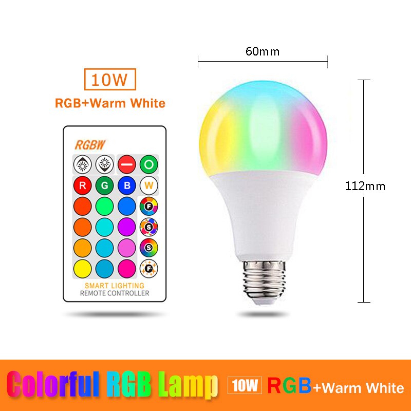 15W Bluetooth Smart Bulb LED 5W 10W RGB Magic Lamp E27 Color Change Light Bulb Smart Home Lighting Compatible IOS/Android: RGBWW E27 10W